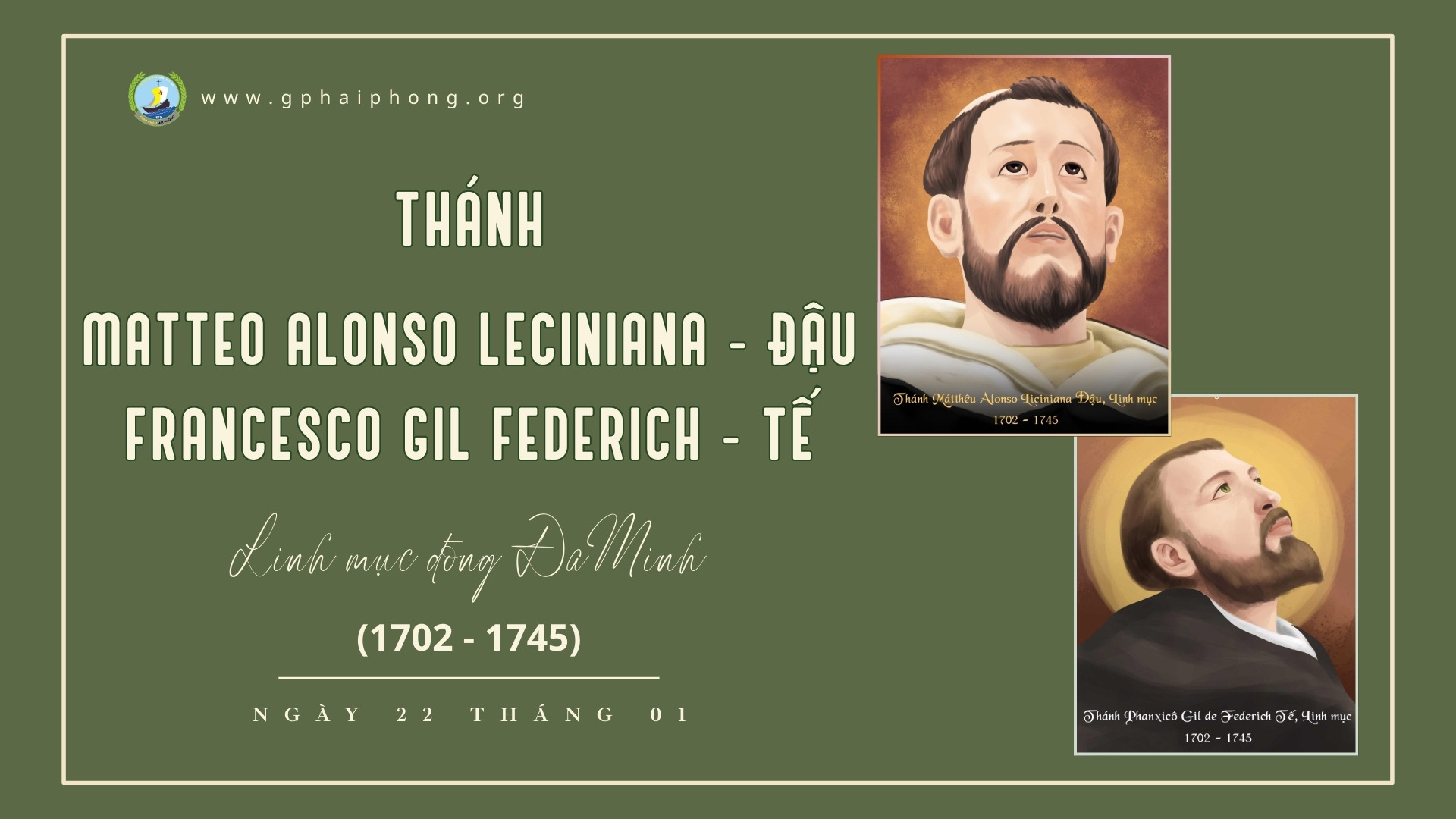 Thánh Alonso Leciniana - Đậu, Francesco Gil Federich - Tế, tử đạo ngày 22 tháng 1 năm 1745